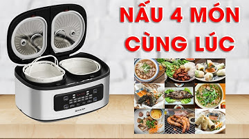 Nồi cơm điện 2 ngăn nấu 4 món cùng lúc Sharp KN TC50VN-SL-WH