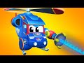 Анимационни за деца с камиончета Супер-Хеликоптерът играе мини голф Суперкамиона в Града на Колите!