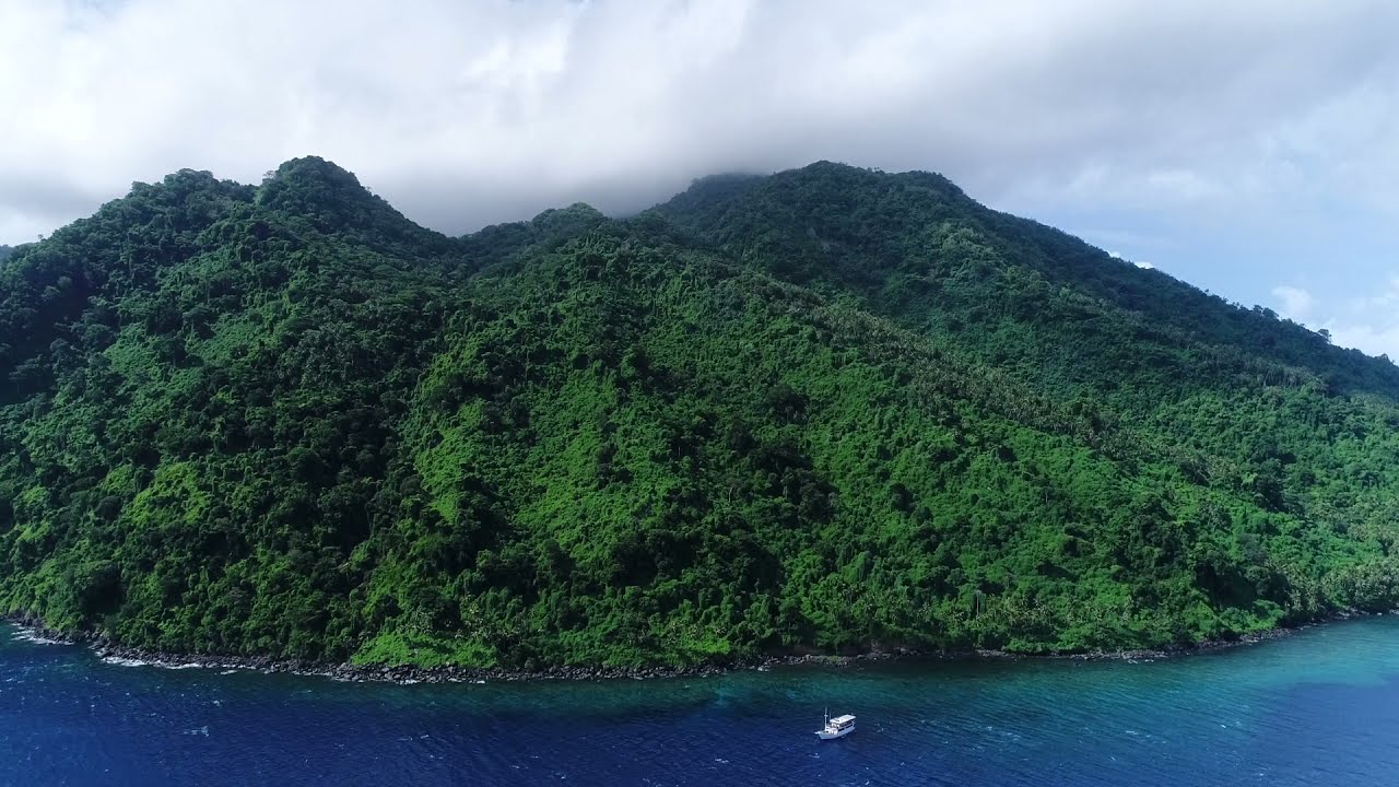 Aerial video of Teun island, Maluku, Indonesia
