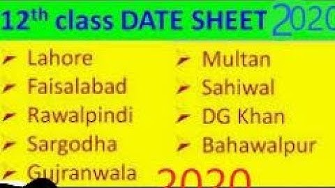 2nd year date sheet 2020   12th class date sheet 2020 – Fsc,Ics,F a,I com Date sheet 2020