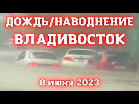 Владивосток сильный дождь затопил улицы и автомобили