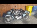 Papas Royal Enfield Bullet 500 pre unit mit Beiwagen räuchert alles ein. Kaltstart