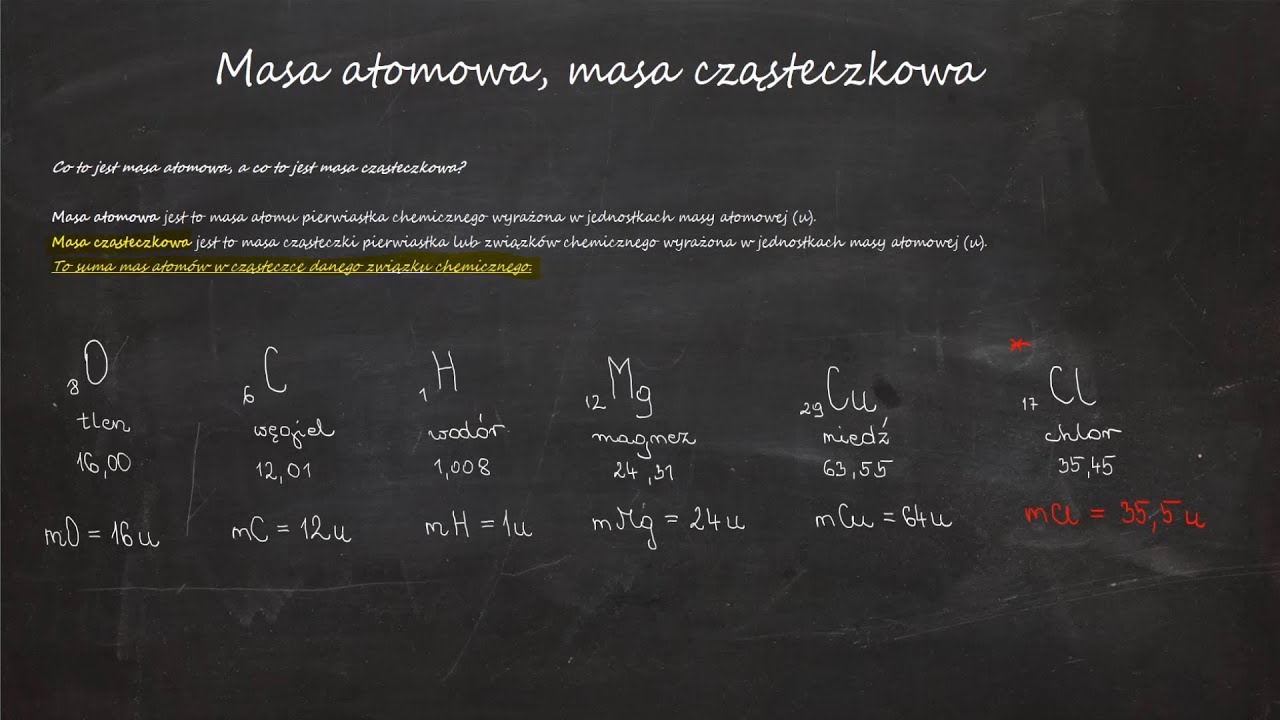 Masa Atomowa A Masa Cząsteczkowa Masa atomowa, masa cząsteczkowa - YouTube