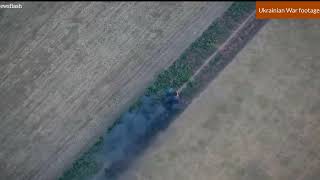 Ukrainian War footage 278, Ukrainian troops blow up two Russian tanks hiding between trees,