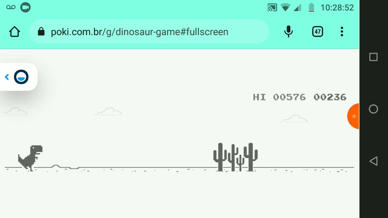 Jogo do dinossauro Google Chome- pontuação: 900 cactos, e no final do vídeo  tutorial de como jogar. 