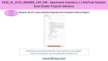 Office 2016 MyITLab MS-Excel Grader EX16_XL_CH12_GRADER_CAP_HW - Apartment Inventory 1.1/1.2