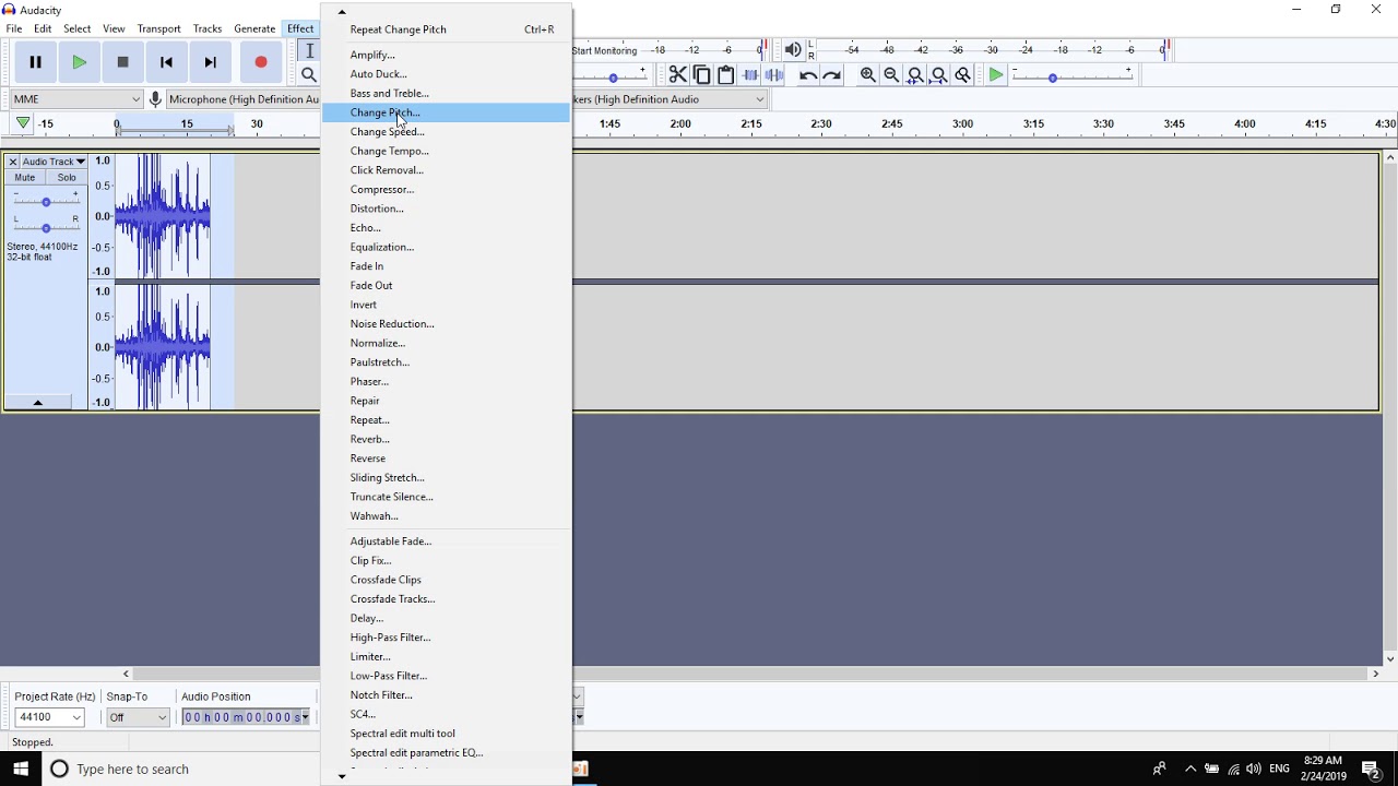 ការកែរសម្លេងOriginal to Voice funny ,Changing Pitch in Audacity