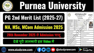 Purnea University PG 2nd Merit List for MA MSc MCom Admission Session 2025-27 How to Download