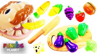 Mr. Play Doh Head's Velcro Vegetable & Fruit Feast: Surprise Toy Opening!