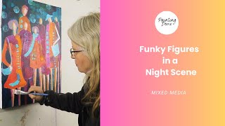 Abstract Figure Painting Demo: A Night Scene with Figures in Acrylic Paint