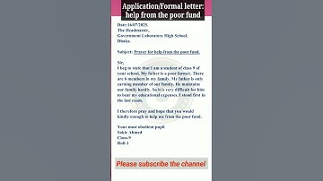 Application financial help from the poor fund || help from the poor fund #application #formalletter