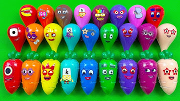 Numberblocks Mixing ASMR Finding Hidden Slime Clay with Carrot, Drops Colorful! Satisfying Slime