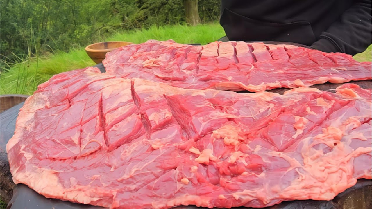 Juicy Skirt Steak Feast in Nature | Campfire Outdoor ASMR 