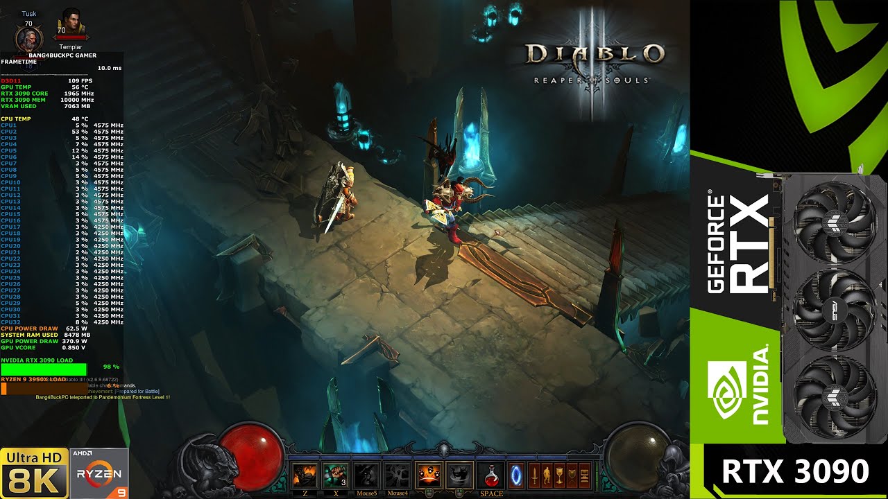 Diablo III reaper of souls Max Settings 8K | RTX 3090 | Ryzen 3950X OC