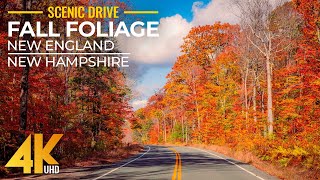 4K Autumn Scenic Roads of New Hampshire  Beautiful Colors of Fall Foliage Season in New England