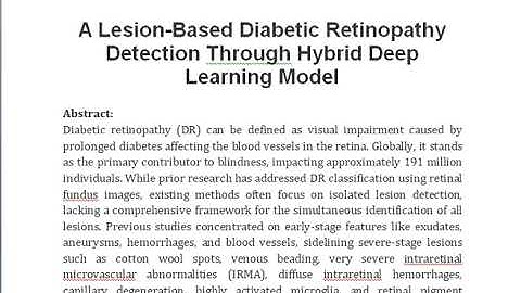 A Lesion Based Diabetic Retinopathy Detection Through Hybrid Deep Learning Model