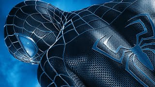 Marvel's Spider-Man 2 Black Raimi Suit Swinging in Blue Endgame Evening Sky