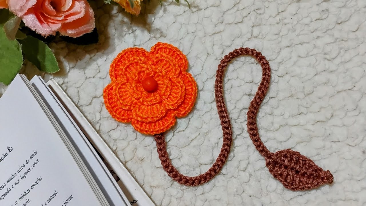 Flor marca páginas em crochê / crochet flower bookmark #crochet #croche #marcapaginas