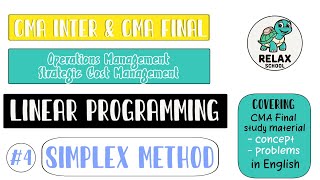 CMA Final | CMA Inter | Linear Programming  #4 Simplex method (BBA/BCOM)