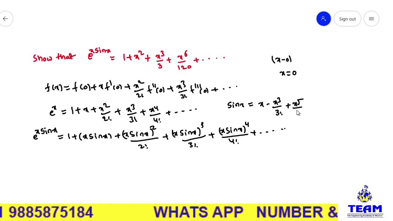 E xsinx Expansion In Powers Of X Using Maclaurin s Series YouTube e-xsinx-expansion-in-powers-of-x-using-maclaurin-s-series-youtube