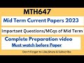 | Math 647 past paper | midterm important and repeated question | prepared mid exam | 