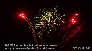 FCF-CK121740 | 90s W SHAPE BLUE TAIL TO BROCADE CROWN AND GREEN STROBE (MIDDLE). MULTI-COLOR