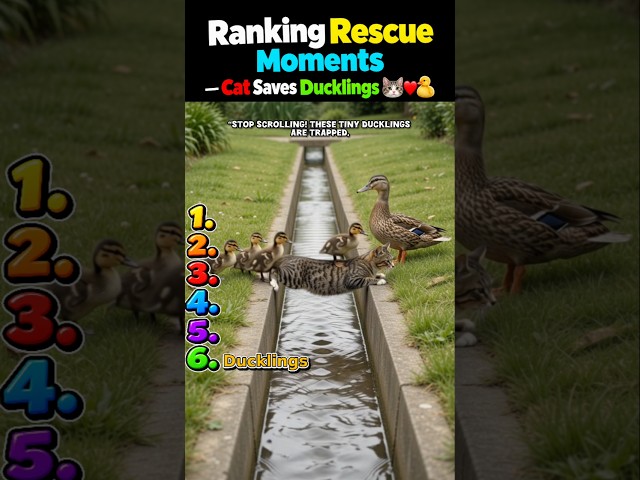 This Cat Became a Bridge to Save These Baby Ducks 😭❤️ #Shorts #AnimalRescue #CatRescue #Ducklings