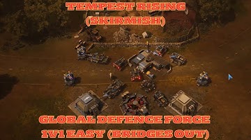 Tempest Rising Global Defence Force 1v1 Easy Skirmish (Bridges Out) RTS Gameplay PC