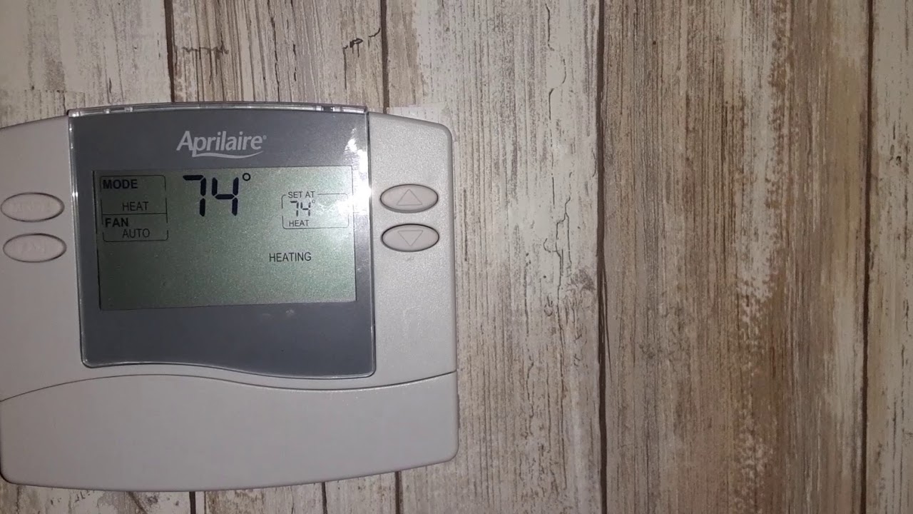 APRILAIRE THERMOSTAT IN HEAT MODE - YouTube