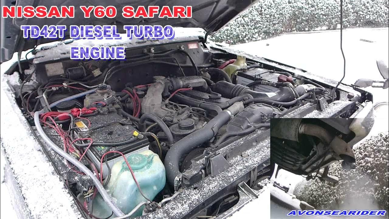 NISSAN PATROL Y60 SAFARI Very cold Diesel Engine Start 日産サファリ 氷点下エンジン