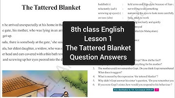 8th class English lesson 1 Question Answers| The Tattered Blanket #8thclassenglish #english