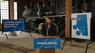 Alberta Premier Danielle Smith outlines vision for provincial passenger rail system - April 29, 2024