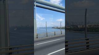 Crossing the Verrazano Bridge, Manhattan view #summer #travel #usa #beach #nyc #bus