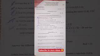 Analytic Geometry Past Paper  2023 | UE BS Mathematics Semester-III#MathShorts #BSMath