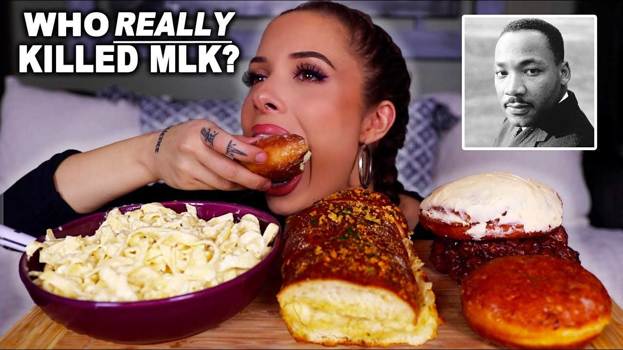 FETTUCCINE ALFREDO, CHEESY GARLIC BREAD, AND DONUTS MUKBANG