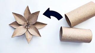 Recycling Craft Idea ♻ DIY Tutorial  How to Make Flower of Cardboard Tube Rolls / Easy Decoration