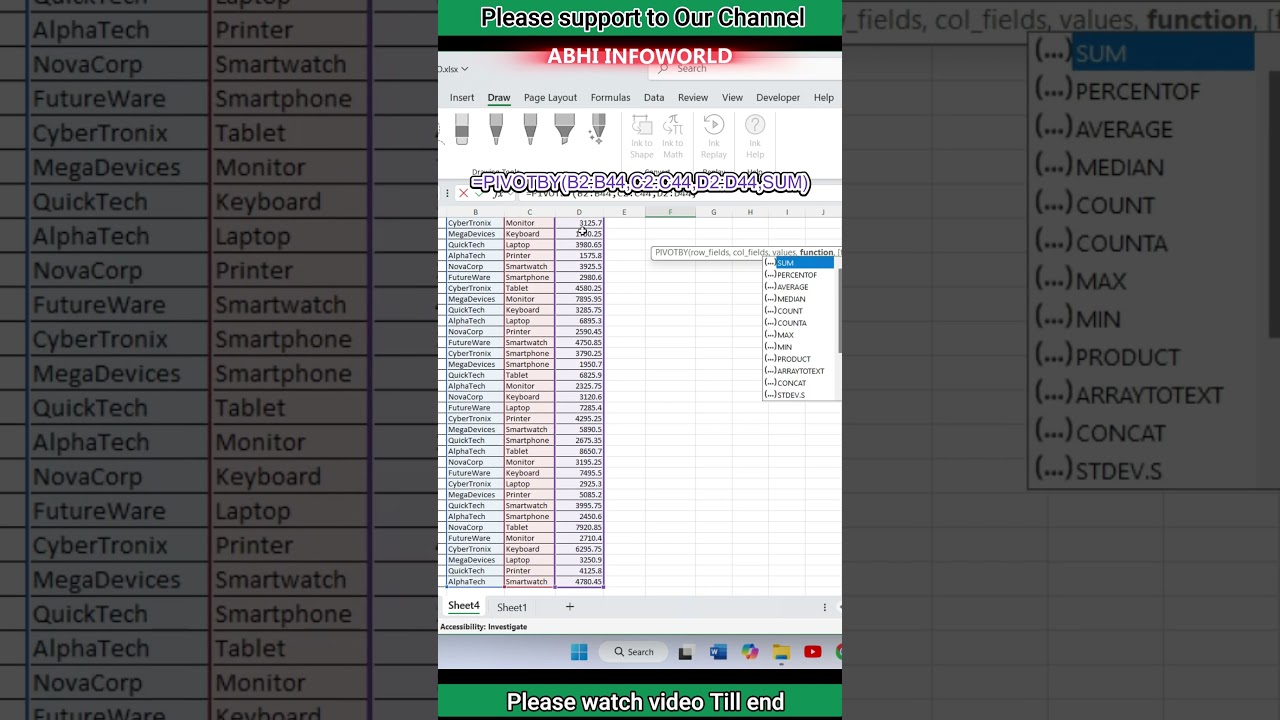 PIVOTBY Function in Excel  | pivot option in excel function now | pivot table excel function 