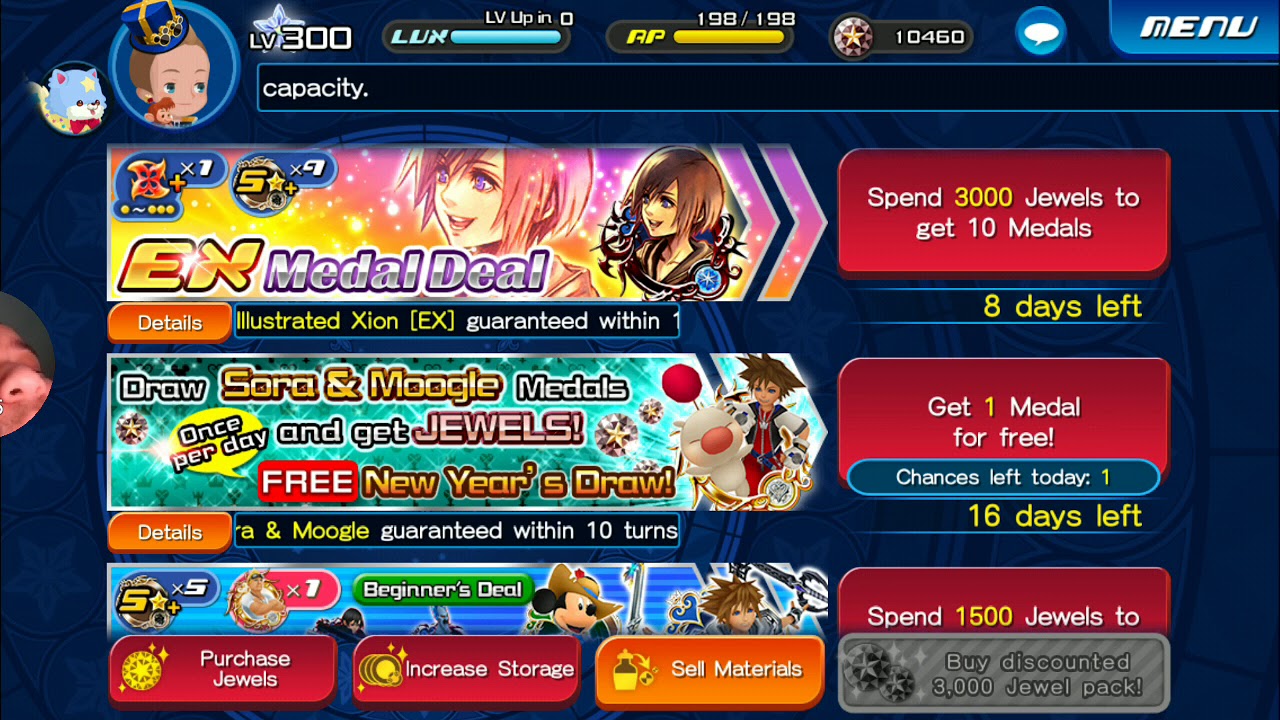 KINGDOM HEARTS UNION X: PULLING FOR SORA AND MOOGLE MEDAL 3RD PULL