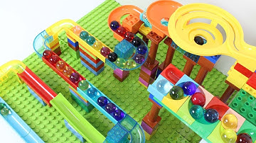 Satisfying Building Blocks Marble Run Wave Slope ASMR &  Hape Quadrilla Spirals #46