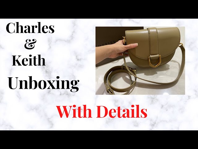 Charles & Keith Gabine Leather Saddle Bag in Black - Unboxing! 