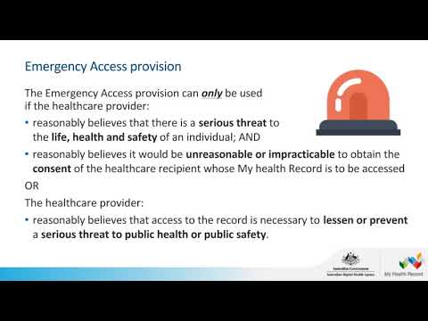 Understanding the My Health Record emergency access (break glass) provision – Private Hospitals