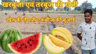 खरबूज एवं तरबूज की खेती खेत की तैयारी एवं बीज की बुआई part 1 watermelon and muskmelon farming