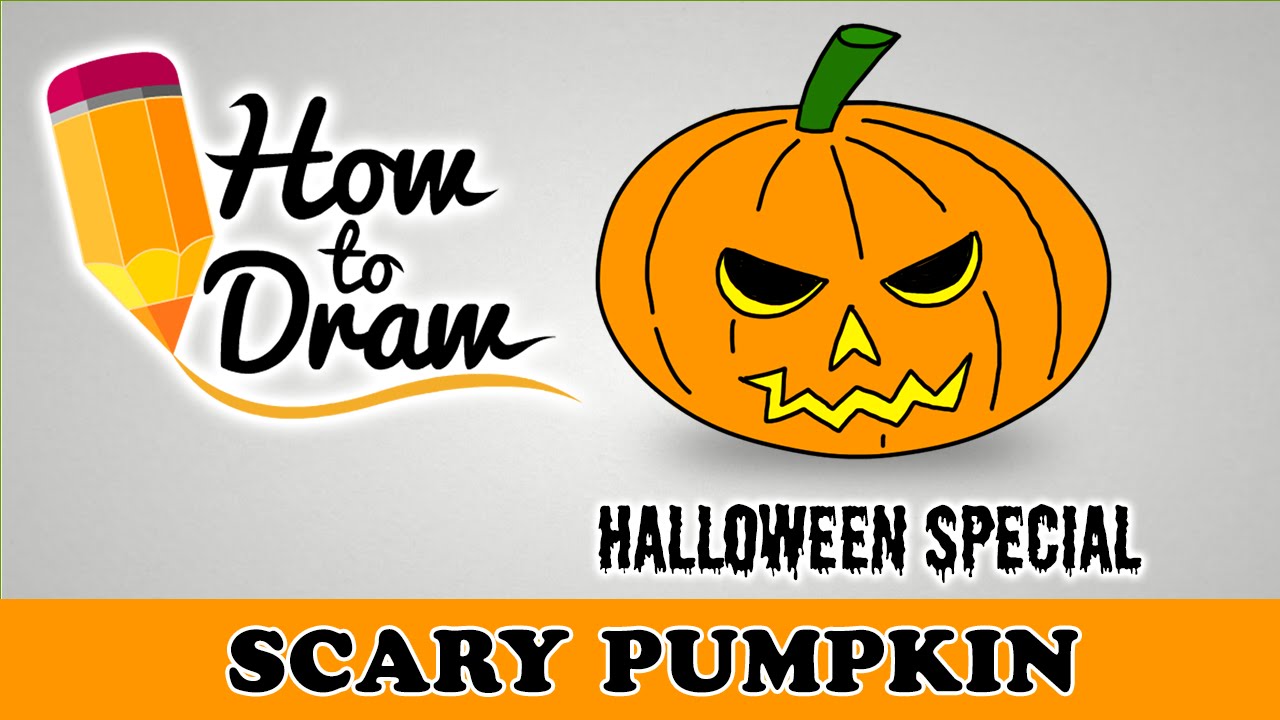 How To Draw A Scary Halloween Pumpkin Face Halloween Special Easy Drawing Lesson With Colouring