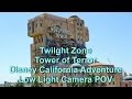 Twilight Zone Tower of Terror Disneyland Resort Low Light Camera Full Ride with Queue