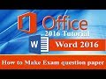 How to Make Exam question paper in Ms word 2016 in Urdu/Hindi