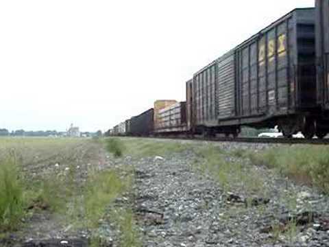 Here's CSX moving a mixed freight train north toward Terre Haute. I am on the East side of the County Road 850 N crossing. COmments and ratings appreciated. ...