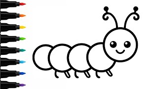 Cute Caterpillar Drawing for Kids | Easy Caterpillar Art | caterpillar drawing Tutorial Step by Step