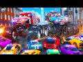 Ghost monster trucks rampage epic city destruction  super police cars action packed rescue mission