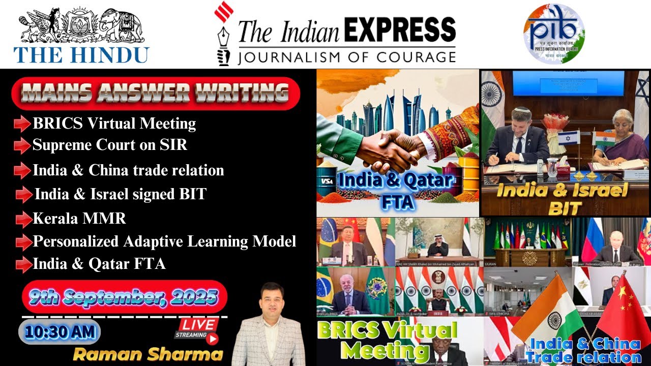 9th September 2025 Current Affair | The Hindu | Indian Express | PIB ...