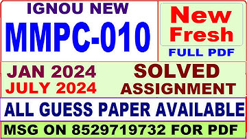 MMPC 010 solved assignment 2024 / mmpc 010 solved assignment 2024 in english / ignou mba mmpc010